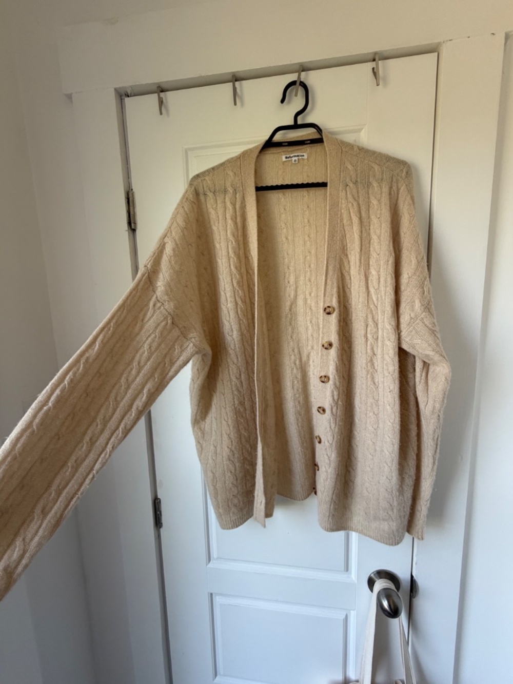 Reformation Giusta Oversized Cashmere Cardigan Eco Beige - Size XS - Picture 3 of 5